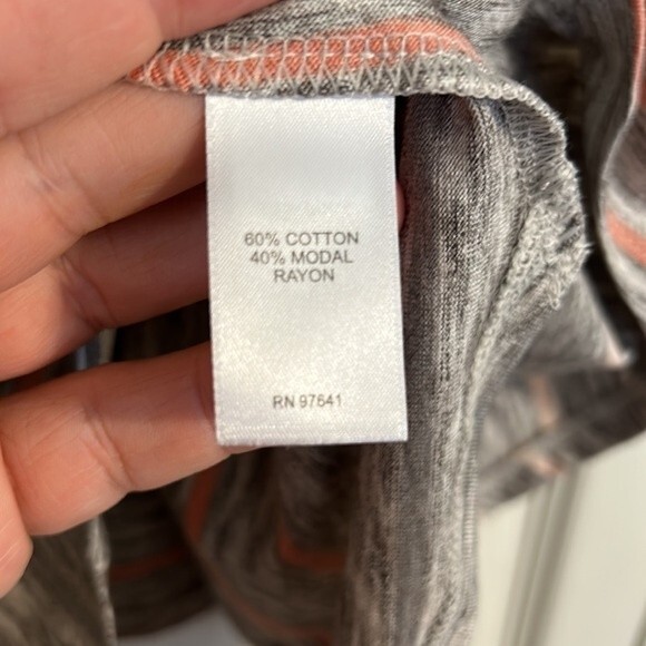 PURE JILL Size Medium Gray Tunic Peach Stripes Crewneck Pullover Modal Cotton - Picture 5 of 7